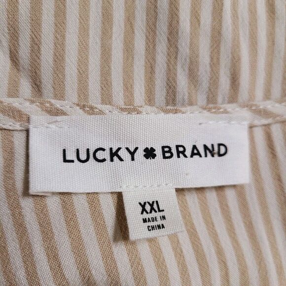 Lucky Brand Tiered Wrap Front Flutter Sleeve Midi Dress Plus XXL Latte Romantic - Picture 4 of 9